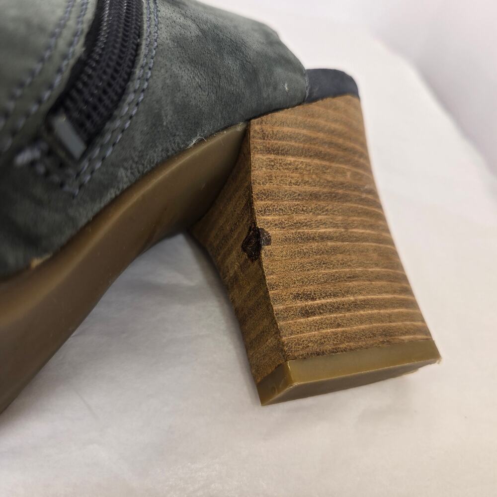 "Harley" Blue Suede Stacked Heel Slingback - Picture 8 of 13